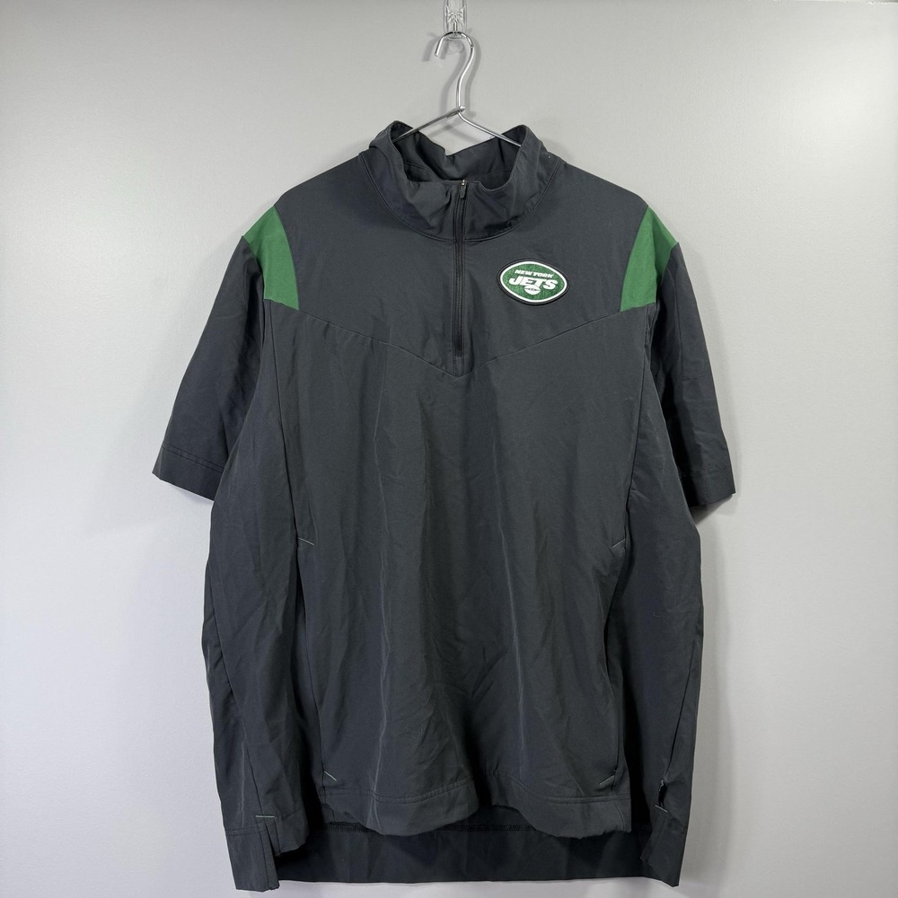 New York Jets Jacket Mens XL Black NFL Football Short Sleeve Nike Quarter Zip